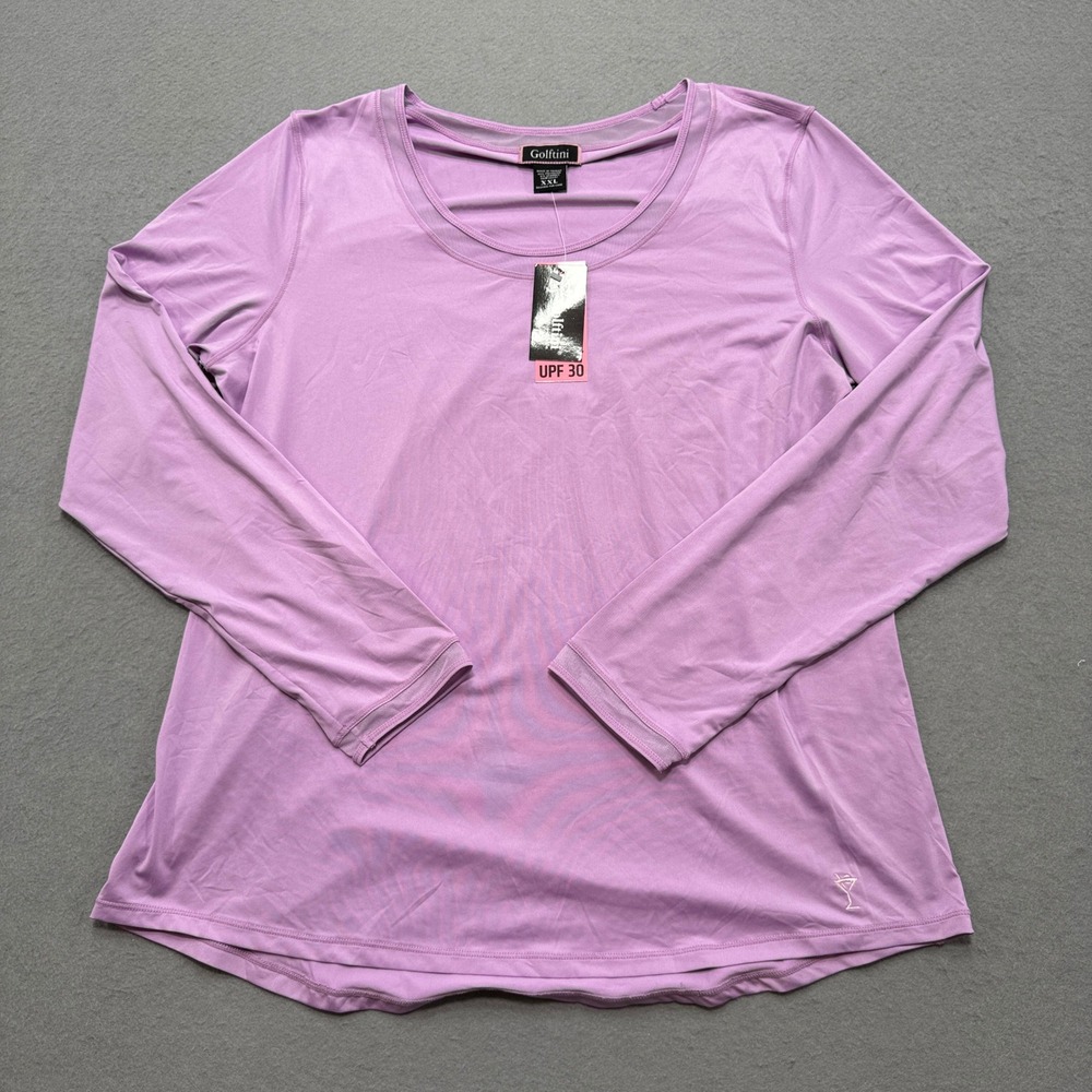 NEW Golftini Top Women's 2XL Lavender Mesh Trim Long Sleeve Activewear Athletic